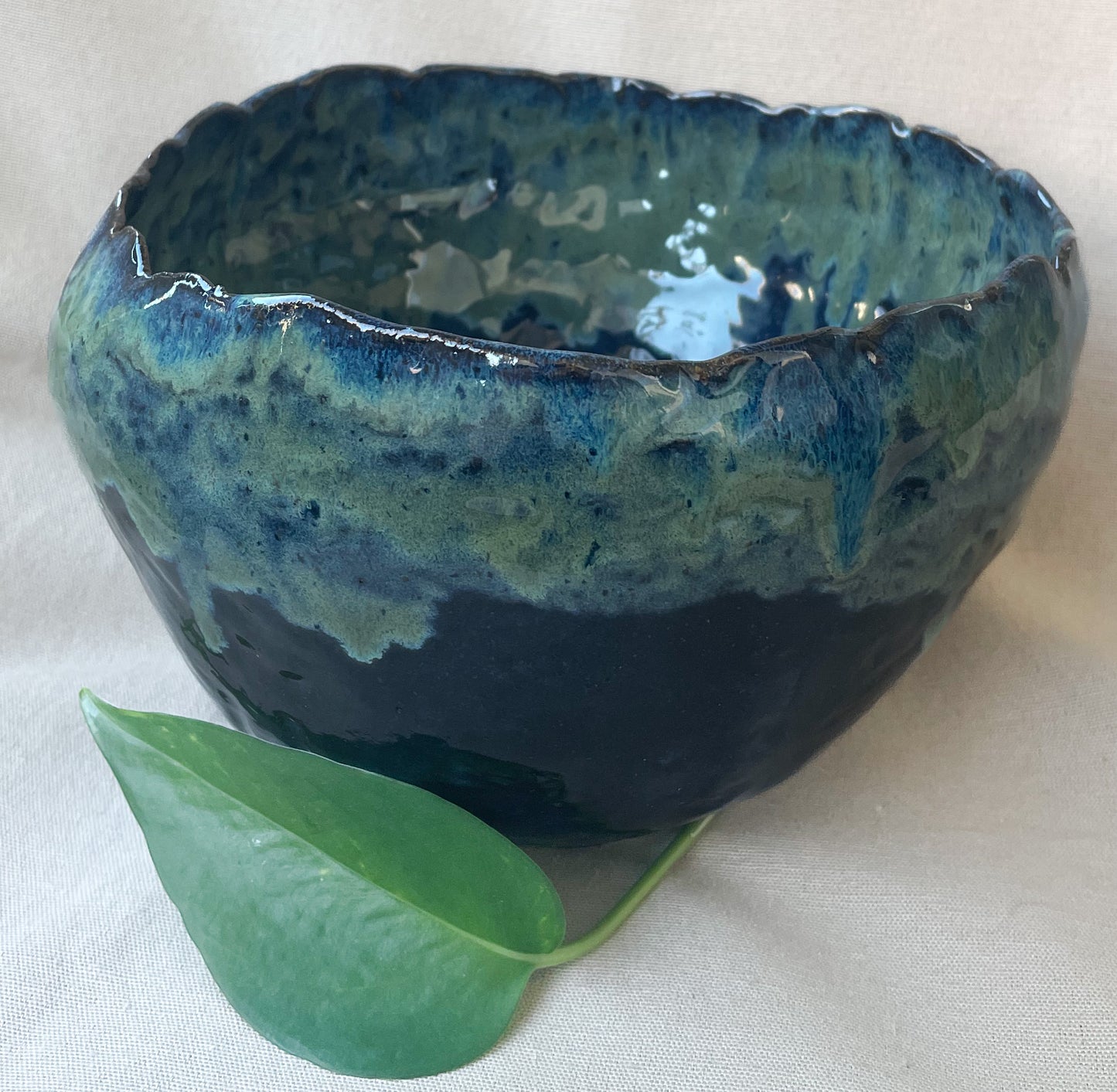 Organic Flow coil-built Vase-Algae glaze
